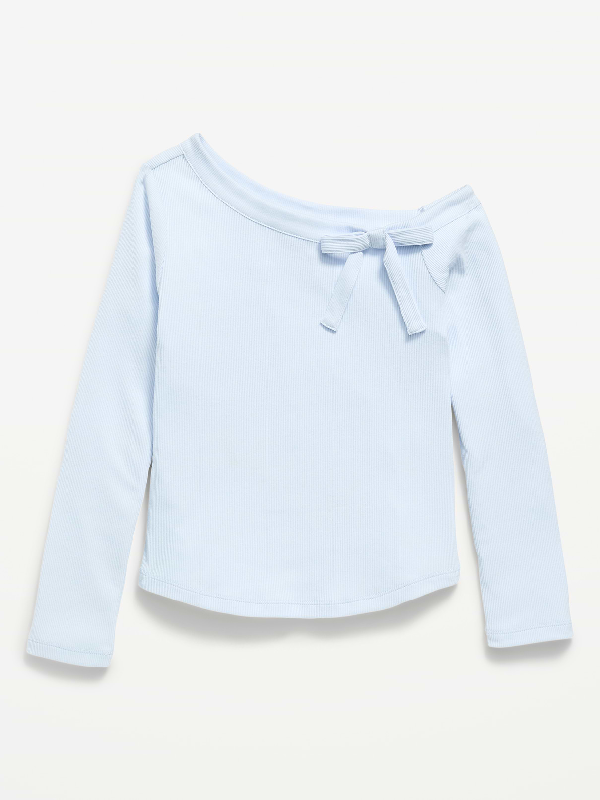 Image 2 of 4, Long-Sleeve Ribbed Off-Shoulder Bow Top for Girls