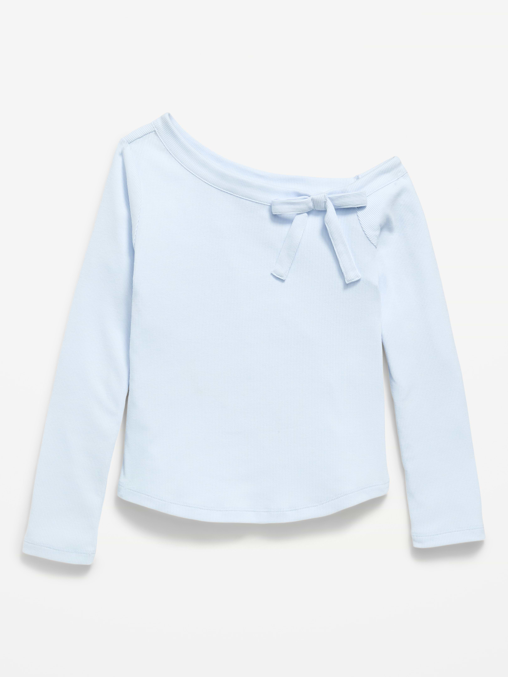 Image 2 of 4, Long-Sleeve Ribbed Off-Shoulder Bow Top for Girls