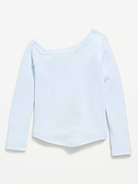 Image 3 of 4, Long-Sleeve Ribbed Off-Shoulder Bow Top for Girls