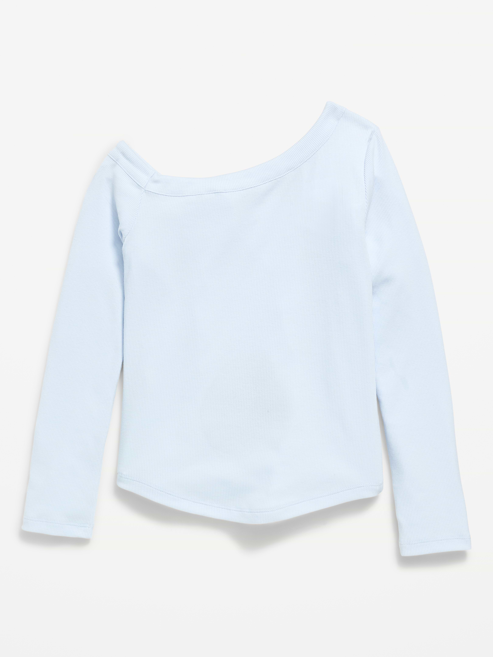Image 3 of 4, Long-Sleeve Ribbed Off-Shoulder Bow Top for Girls