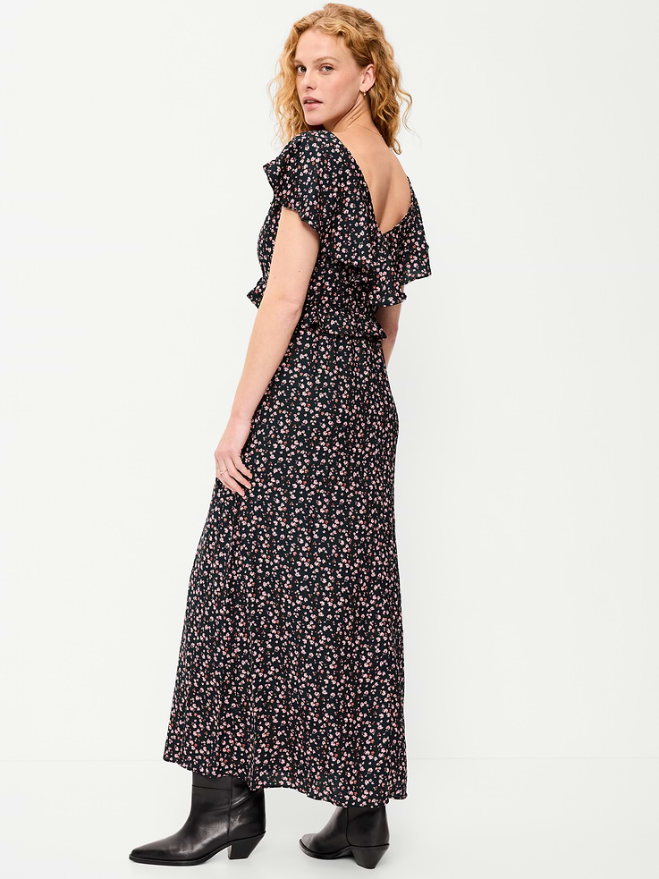 Image number 2 showing, Flutter-Sleeve Crepe Maxi Dress