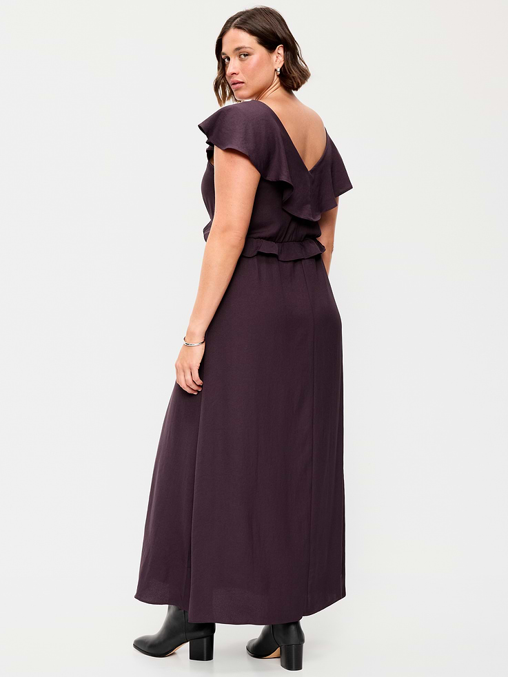 Image number 8 showing, Flutter-Sleeve Crepe Maxi Dress