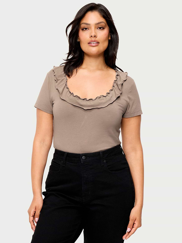 Lettuce-Edge Scoop-Neck Top