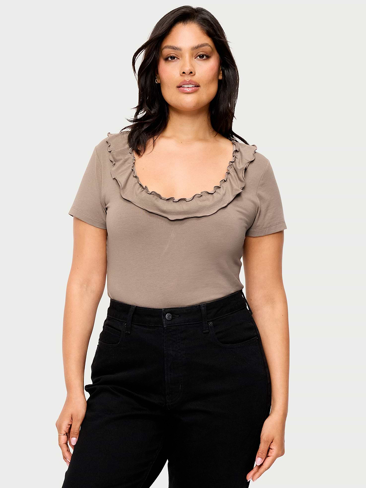 Image number 7 showing, Lettuce-Edge Scoop-Neck Top