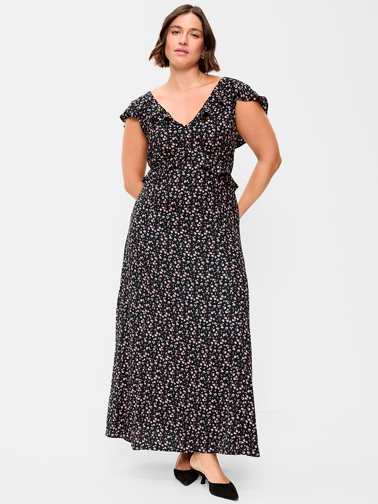 Image number 7 showing, Flutter-Sleeve Crepe Maxi Dress
