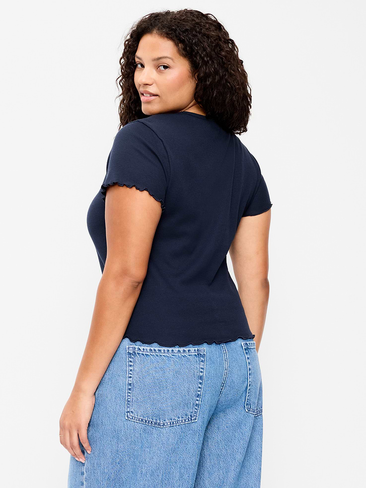 Image number 9 showing, Fitted Waffle-Knit Cropped T-Shirt