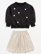 Image 2 of 2, Graphic Sweatshirt and Skirt Set for Toddler Girls