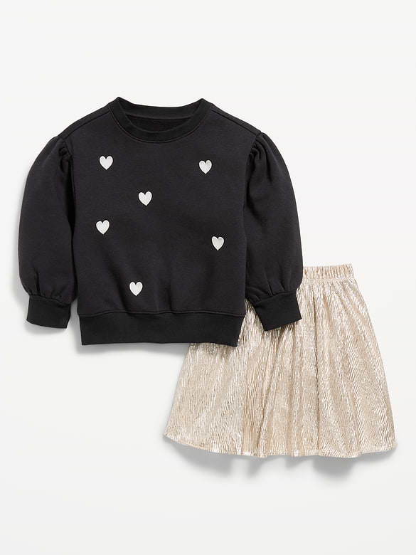 Graphic Sweatshirt and Skirt Set for Toddler Girls