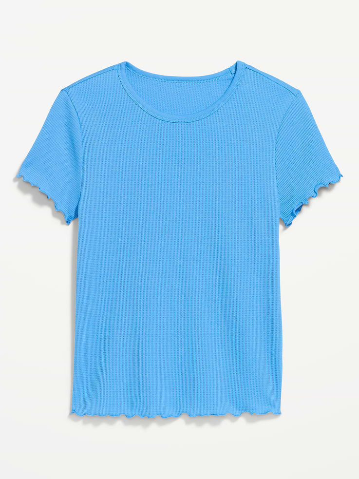 Image 5 of 7, Fitted Waffle-Knit Cropped T-Shirt