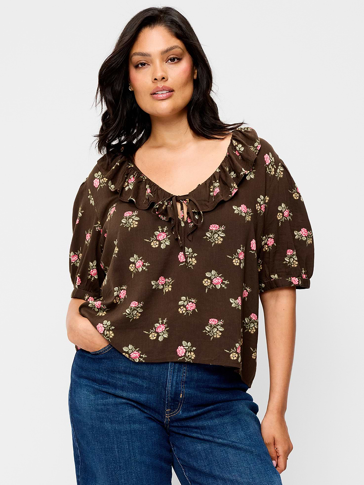 Image number 7 showing, Ruffle Collar Tie-Front Top