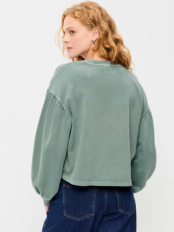 SoComfy Oversized Puff-Sleeve Cropped Sweatshirt