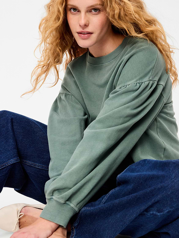 SoComfy Oversized Puff-Sleeve Cropped Sweatshirt