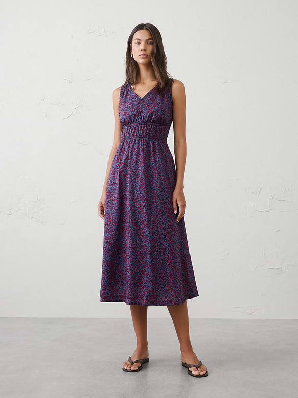Elastic Detail Midi Dress
