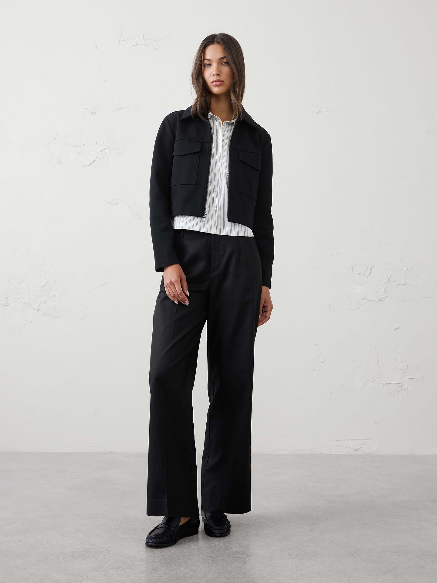 Image number 1 showing, Straight High-Rise Twill Pant