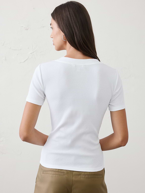 Ribbed V-Neck T-Shirt