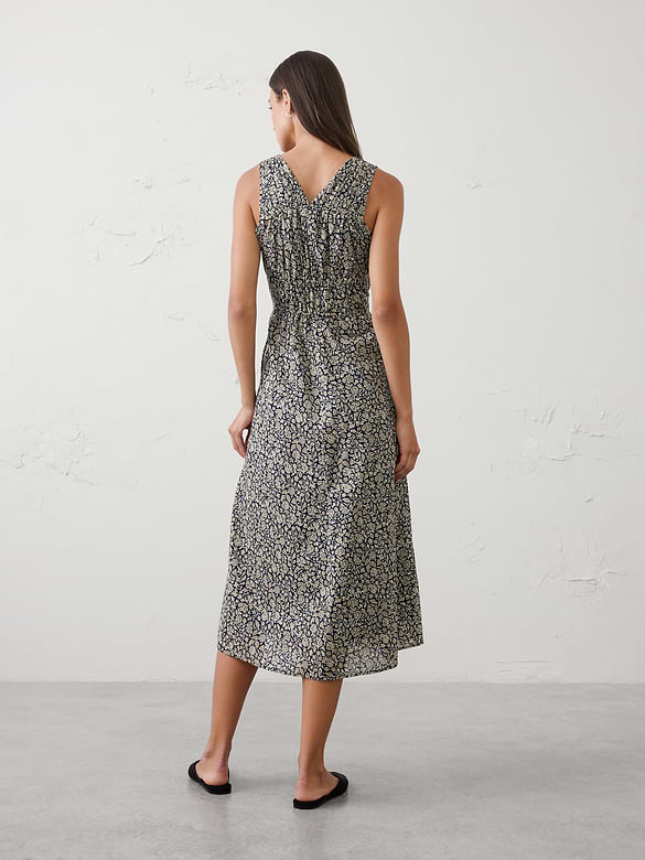 Elastic Detail Midi Dress