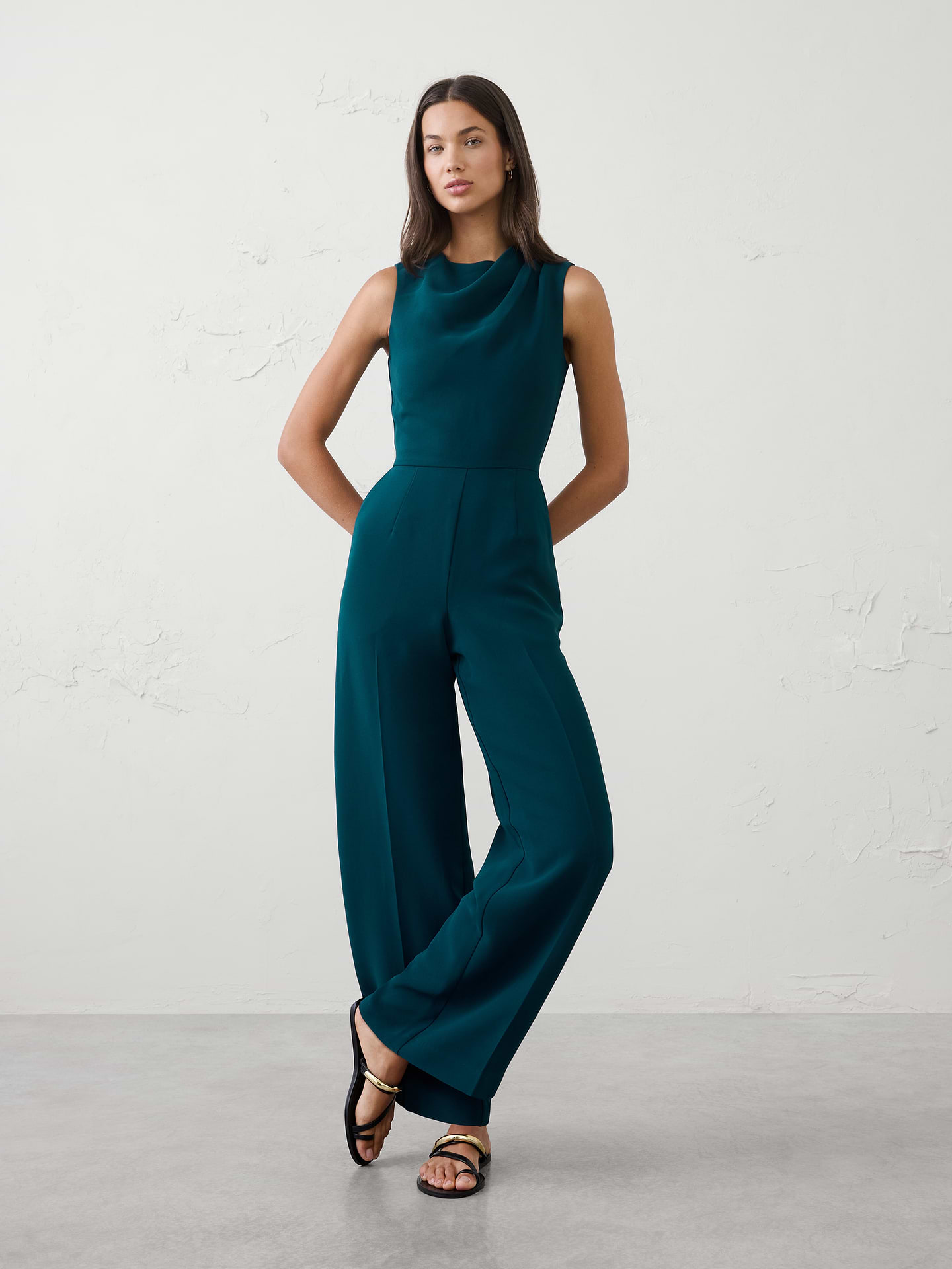 Image number 1 showing, Cowl-Neck Jumpsuit