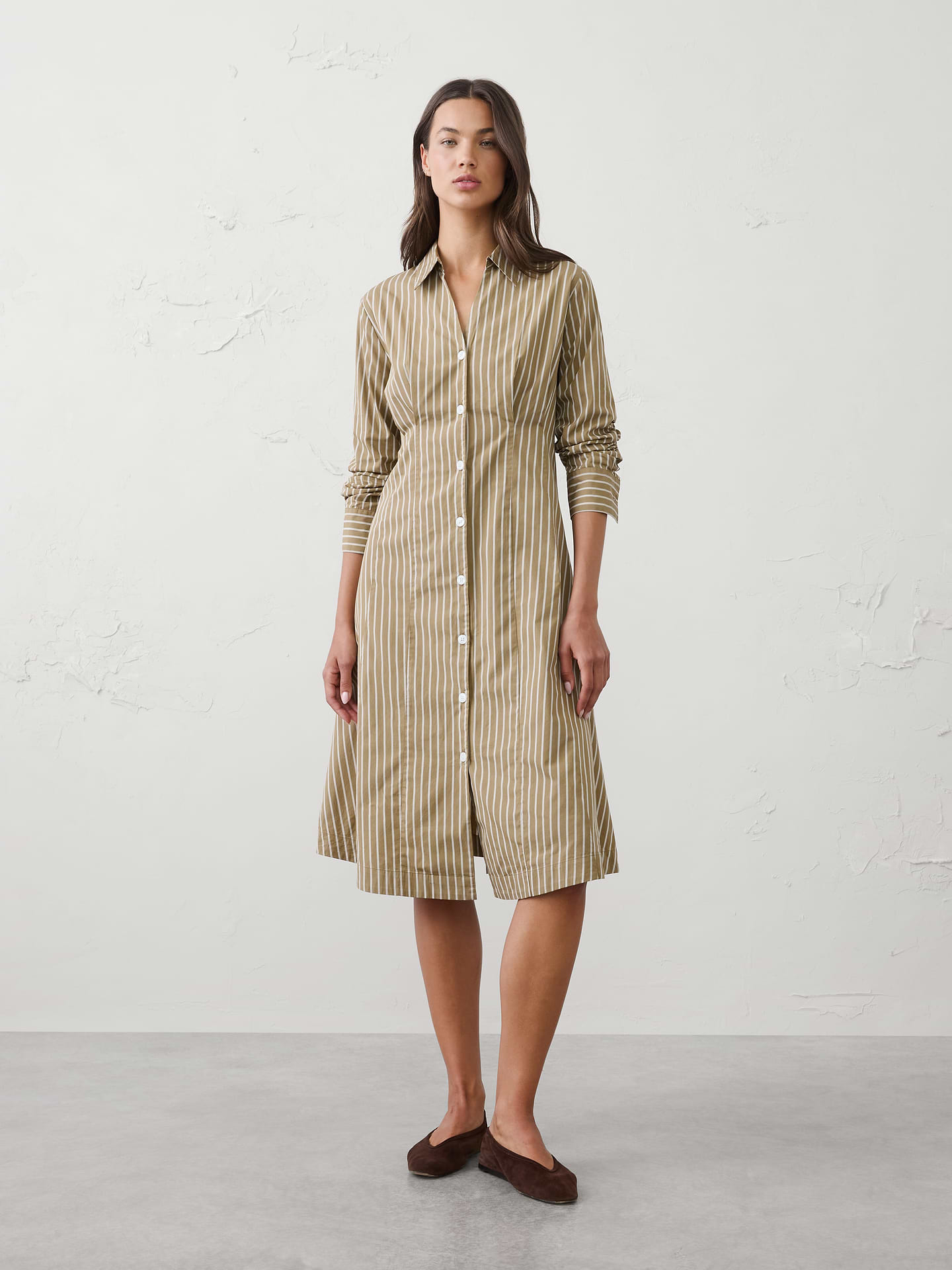 Image number 1 showing, Seamed-Waist Midi Shirtdress