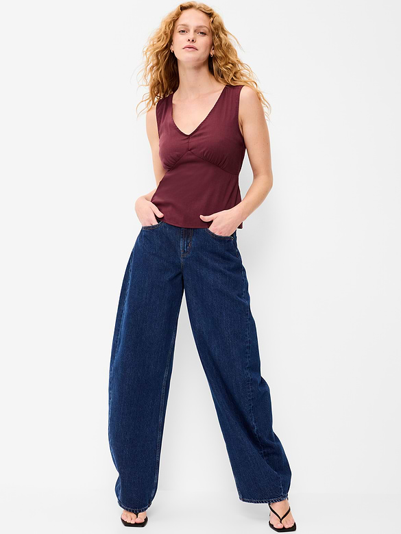 Sleeveless V-Neck Tie-Back Top