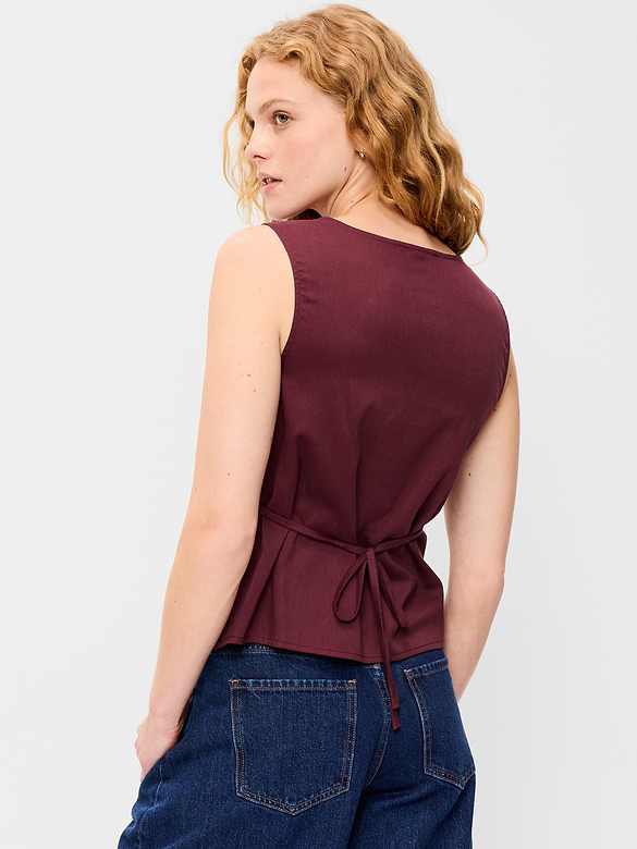 Sleeveless V-Neck Tie-Back Top