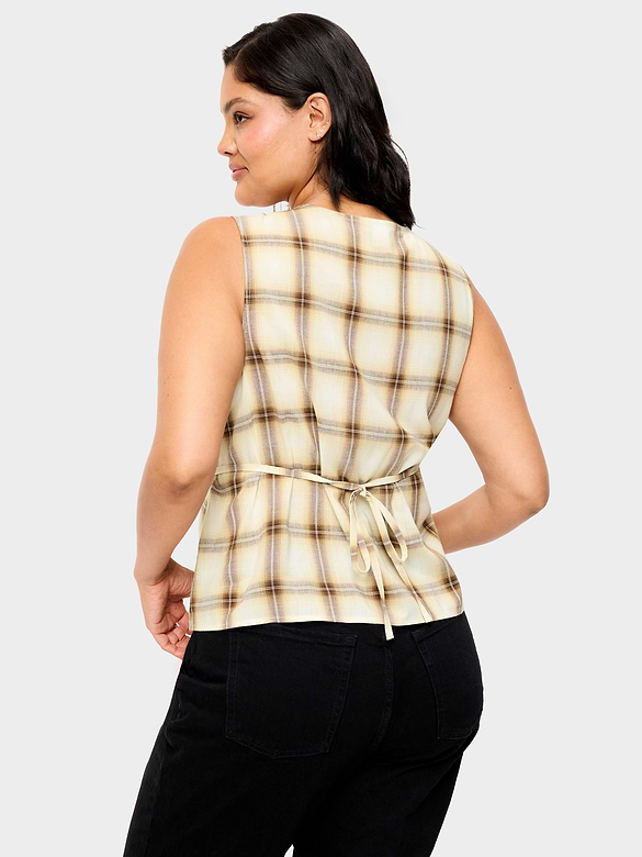 Sleeveless V-Neck Tie-Back Top