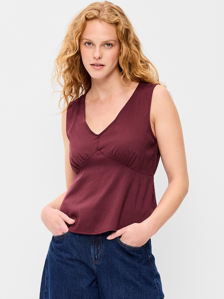 Image number 1 showing, Sleeveless V-Neck Tie-Back Top