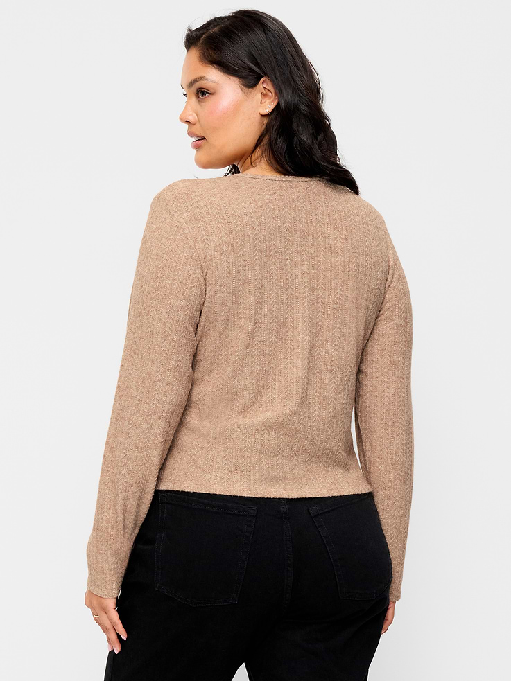 Image number 8 showing, Long-Sleeve Button-Front Pointelle Top