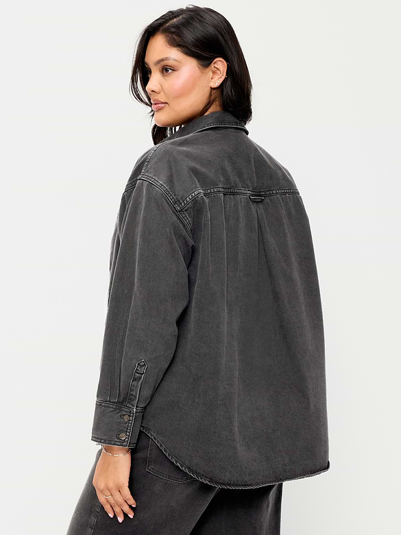 Oversized Boyfriend Button-Down Jean Shirt