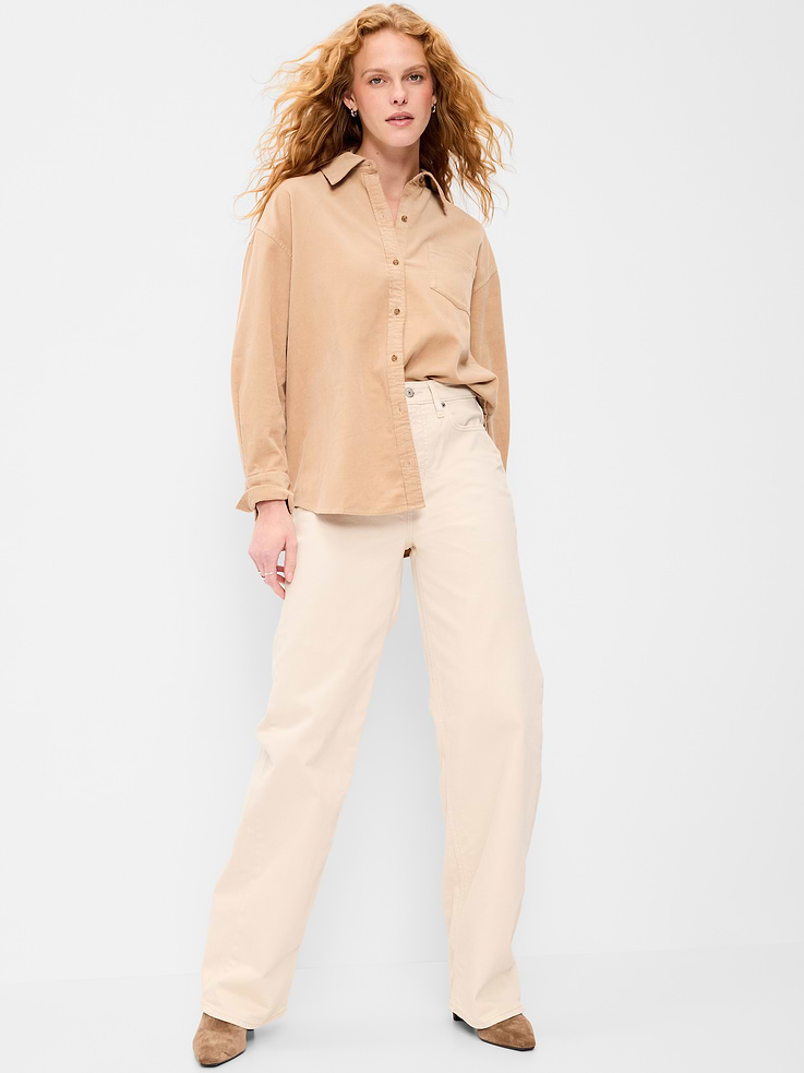 Image number 3 showing, Oversized Boyfriend Button-Down Corduroy Shirt