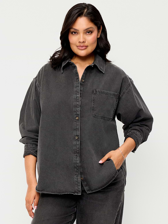 Oversized Boyfriend Button-Down Jean Shirt