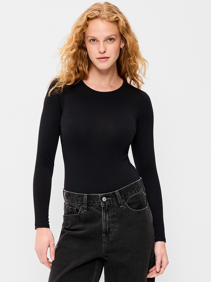 Image number 1 showing, Long-Sleeve Crew-Neck Bodysuit