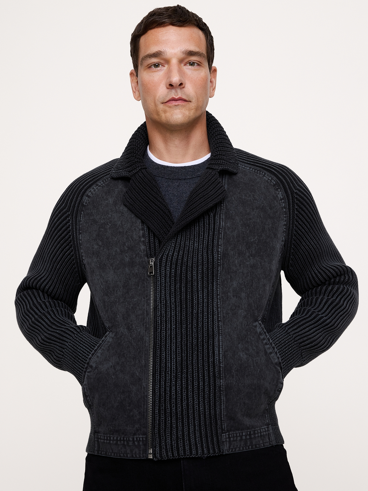 Cotton Moto Sweater Jacket | Banana Republic