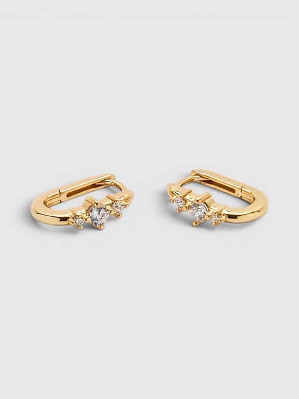 Admiral Row White CZ Square Huggie Earrings