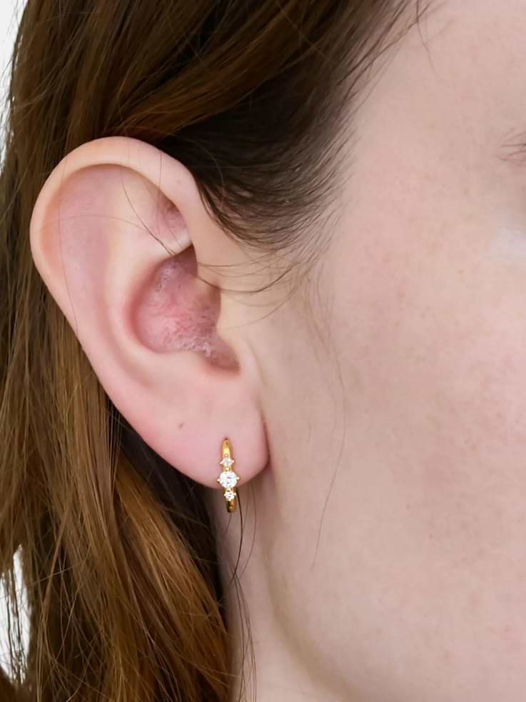 Image number 3 showing, Admiral Row White CZ Square Huggie Earrings
