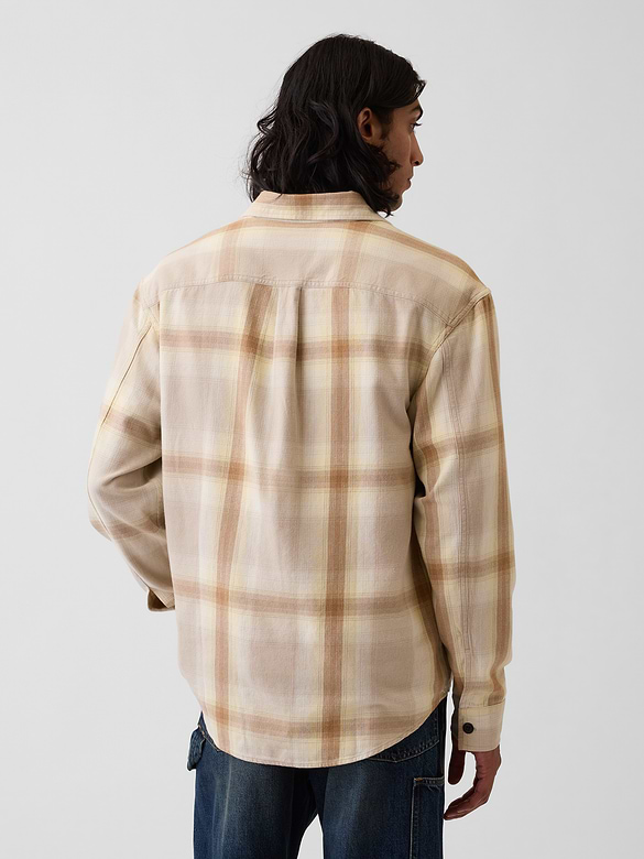 Sunwashed Twill Relaxed Plaid Shirt