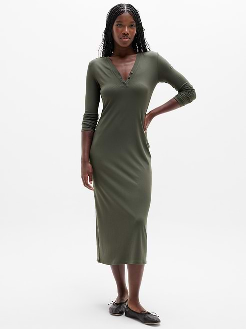 athleta knit dresses Signature Rib Long Sleeve Maxi Dress Athleta clothing