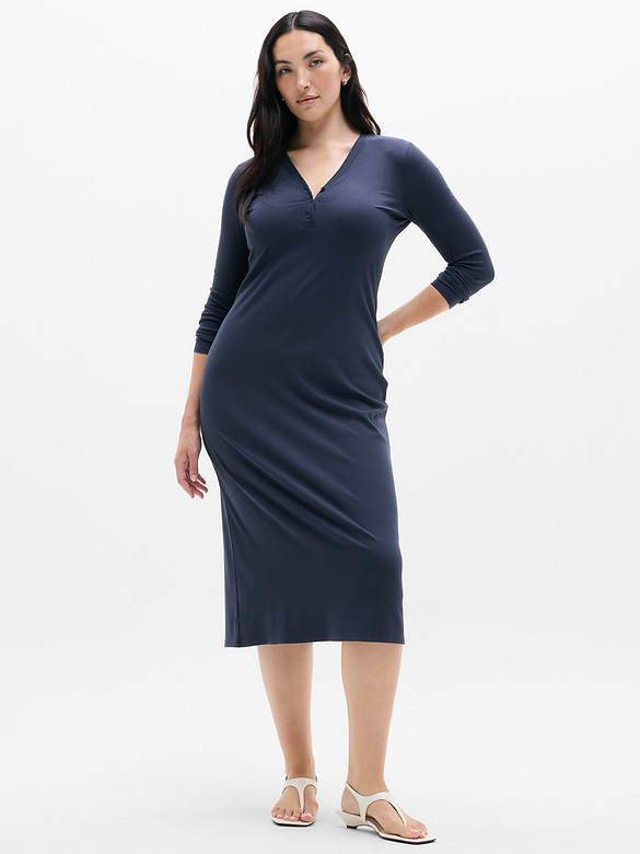 Signature Rib Long Sleeve Maxi Dress
