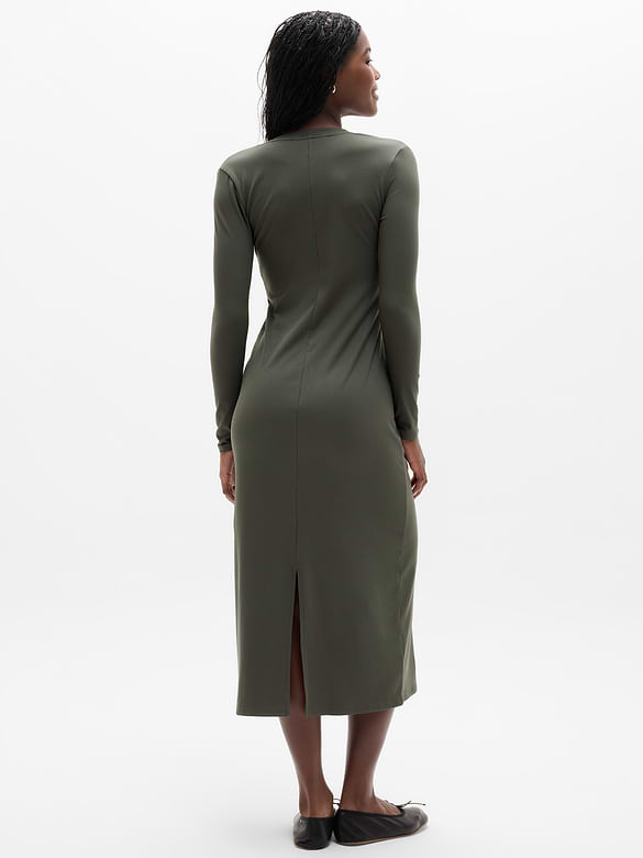 Signature Rib Long Sleeve Maxi Dress