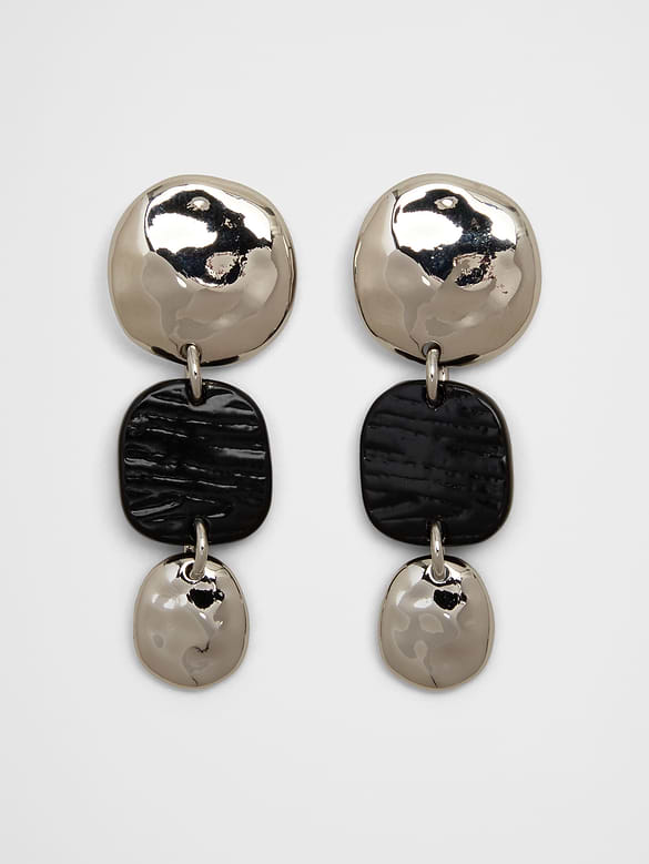 Mixed Media Organic Coin Drop Earrings
