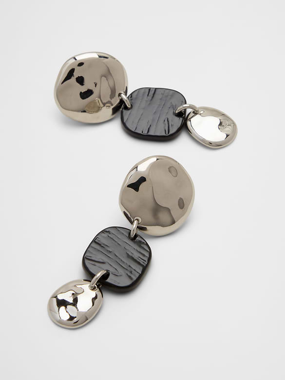 Mixed Media Organic Coin Drop Earrings