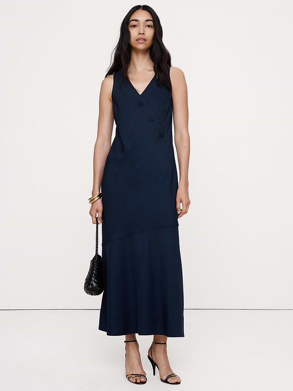 Robe mi-longue boutonnée en viscose