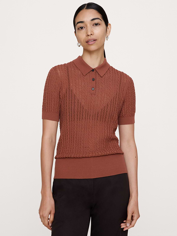 Crinkle Knit Polo