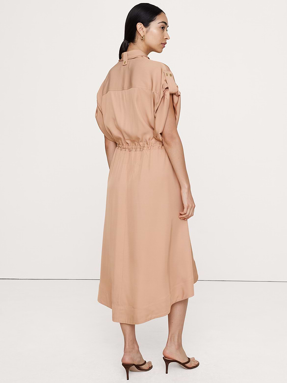 Robe-chemisier mi-longue en viscose
