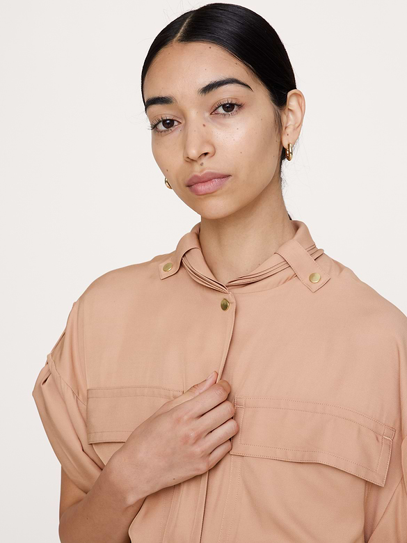 Robe-chemisier mi-longue en viscose