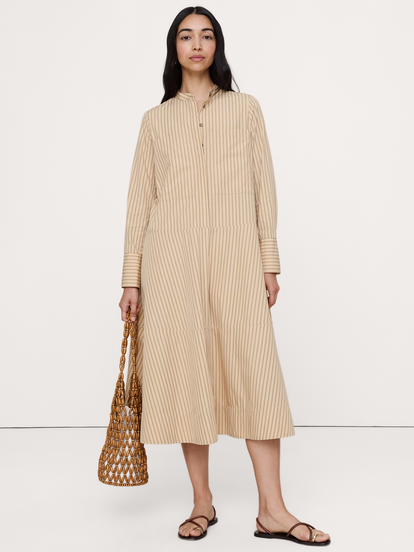 Image number 1 showing, Cotton Trapeze Shirt Dress