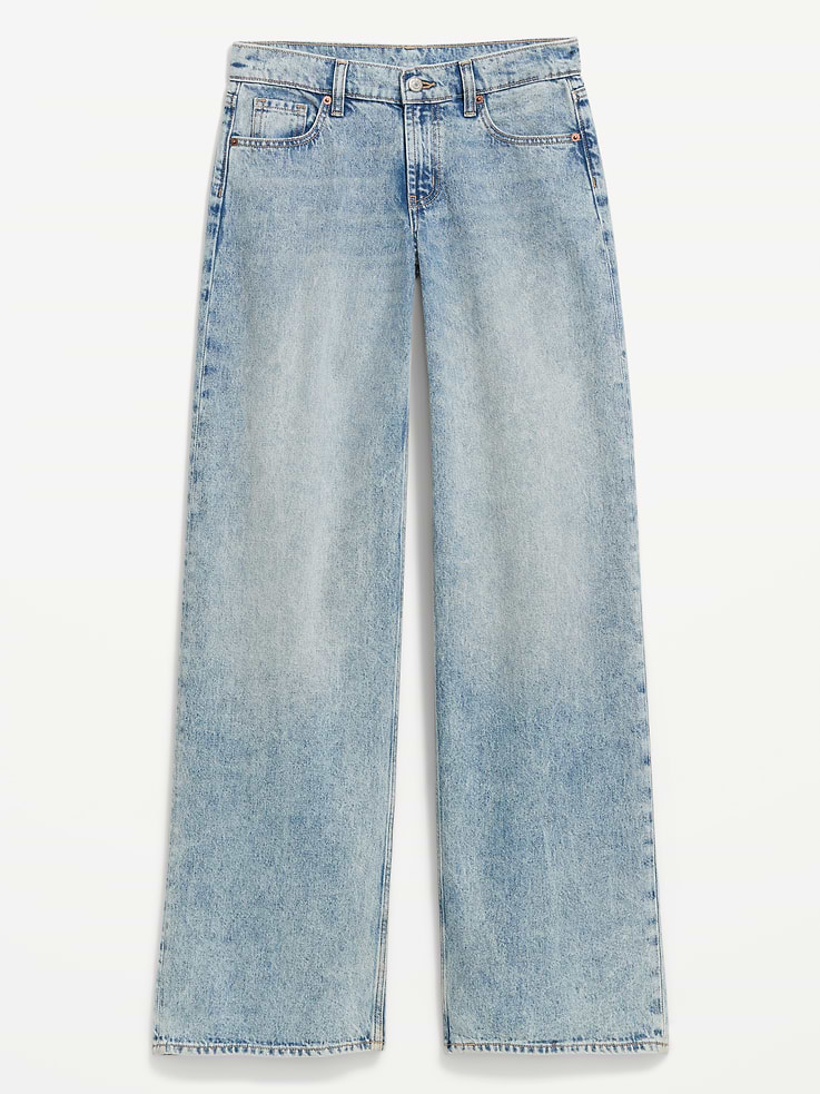 Image number 1 showing, Low-Rise Baggy Wide-Leg Jeans
