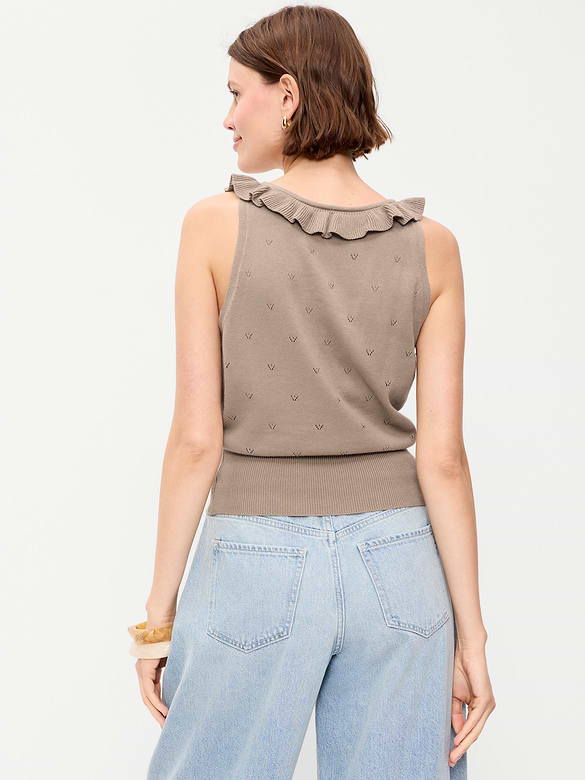 SoSoft Cotton Tie-Front Pointelle Tank Top
