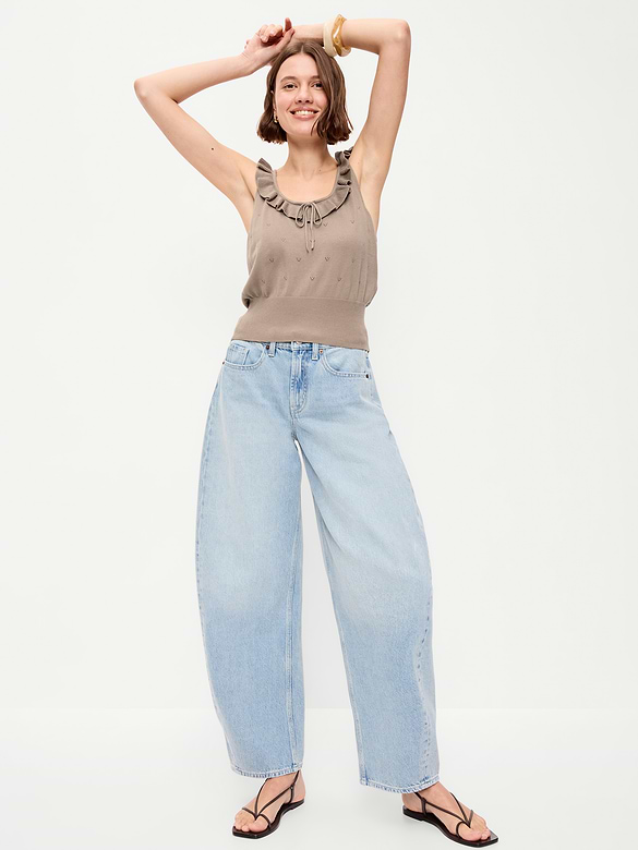 SoSoft Cotton Tie-Front Pointelle Tank Top