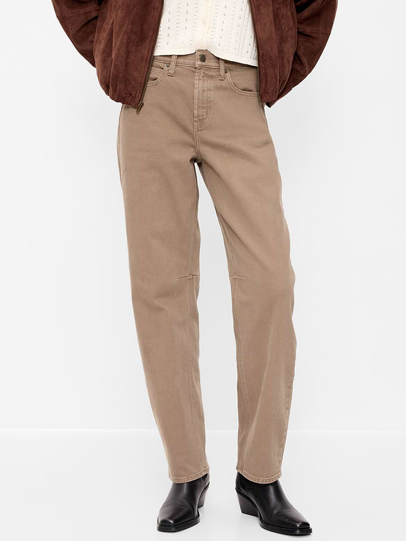 High-Waisted Baggy Barrel Jeans