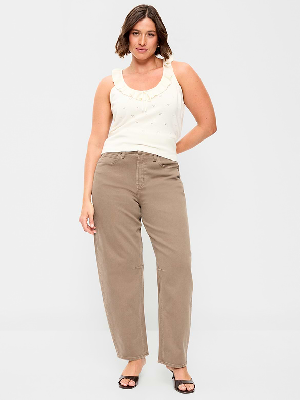 High-Waisted Baggy Barrel Jeans